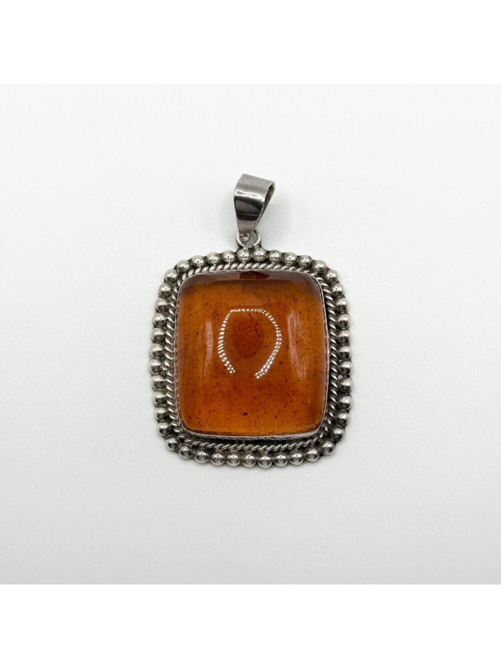 Vintage Taxco Mexico Amber 925 Sterling Silver Pendant